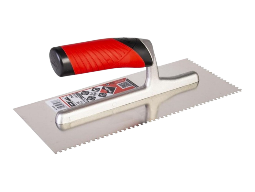 De gelijke afstand tussen de tanden zorgt voor een egale lijmlaag op de ondergrond. Bij het leggen van kleine tegels zoals mozaïek gebruikt u best een lijmspaan van 3mm, daardoor komt de lijm niet door de voegen heen.